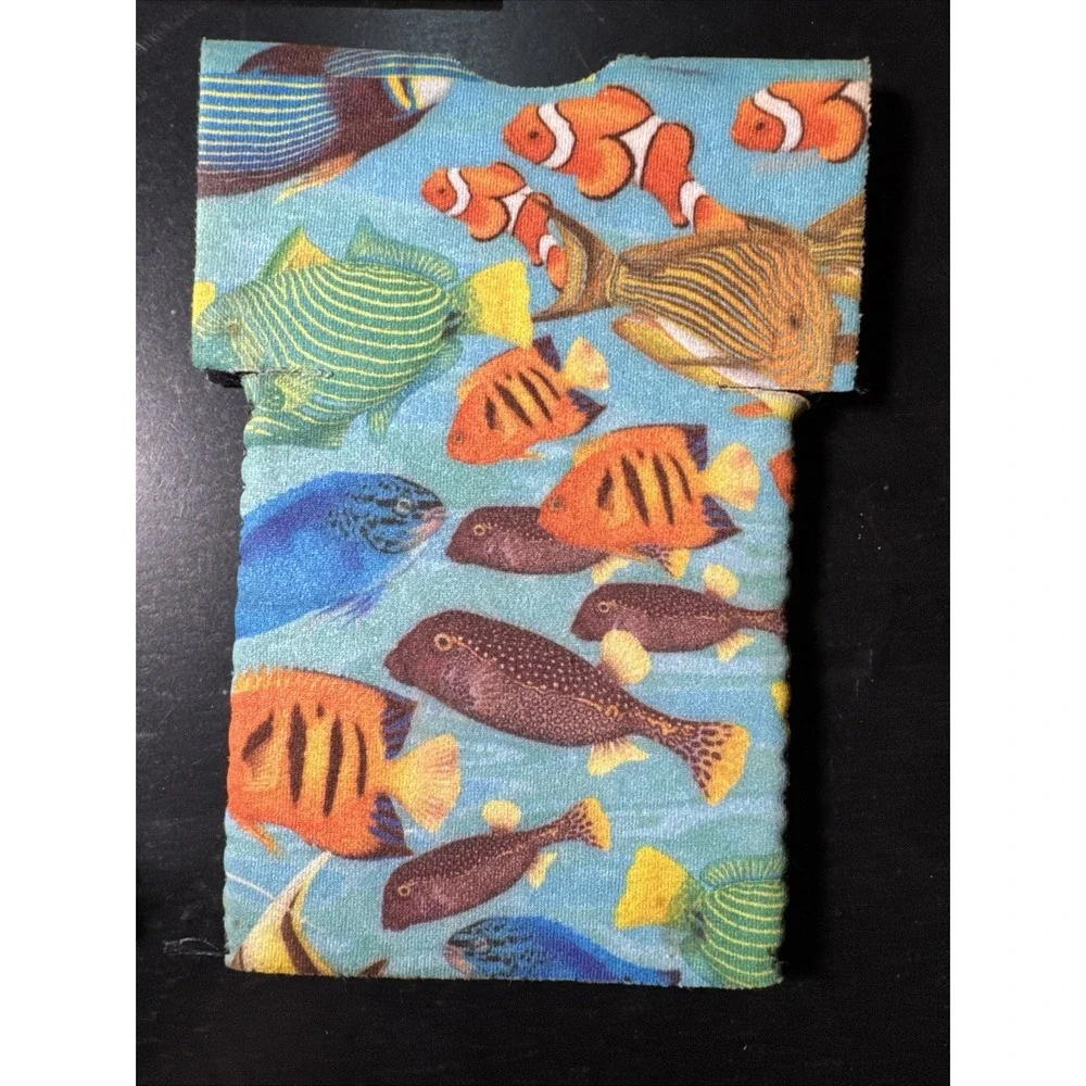 Lot of 3 New Tropical Neoprene Can Koozies Hawaiian Palm Tree Fish Floral